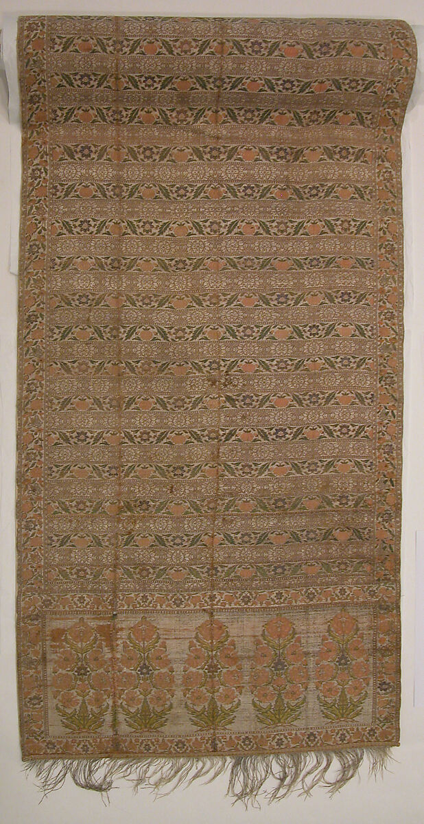 Sash, Silk, metal wrapped thread; brocaded