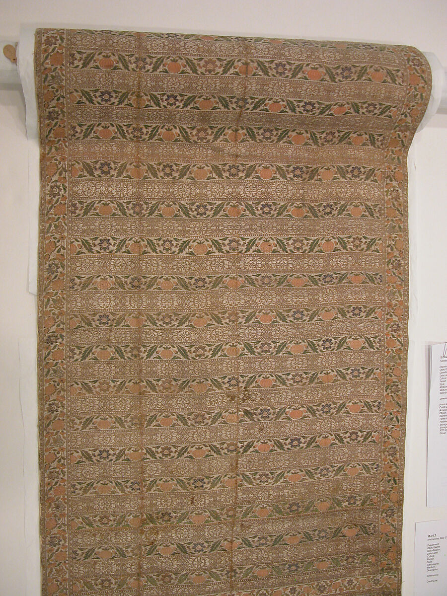 Sash, Silk, metal wrapped thread; brocaded