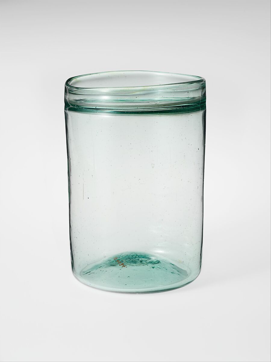 Jar, Free-blown aquamarine glass 
