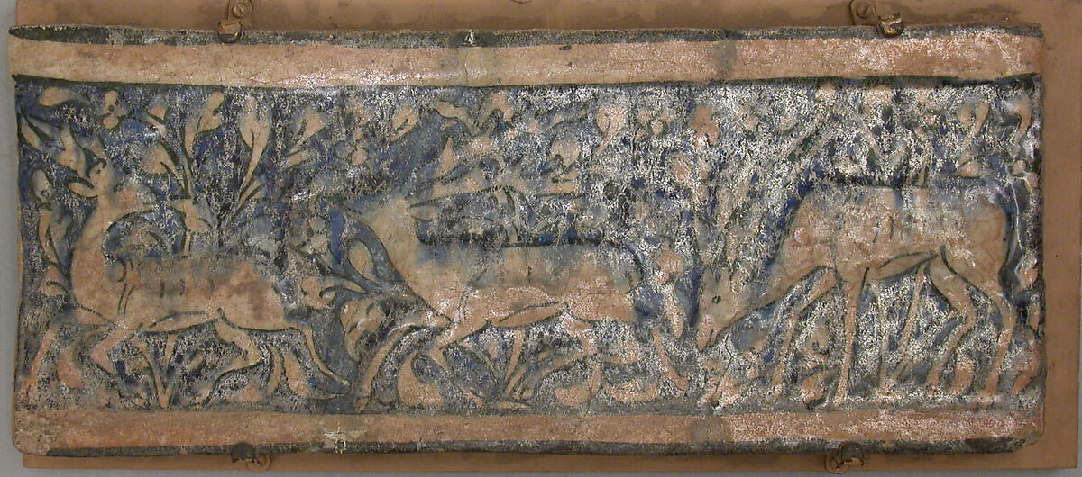 Tile Panel, Stonepaste; polychrome underglaze painted under colorless glaze 