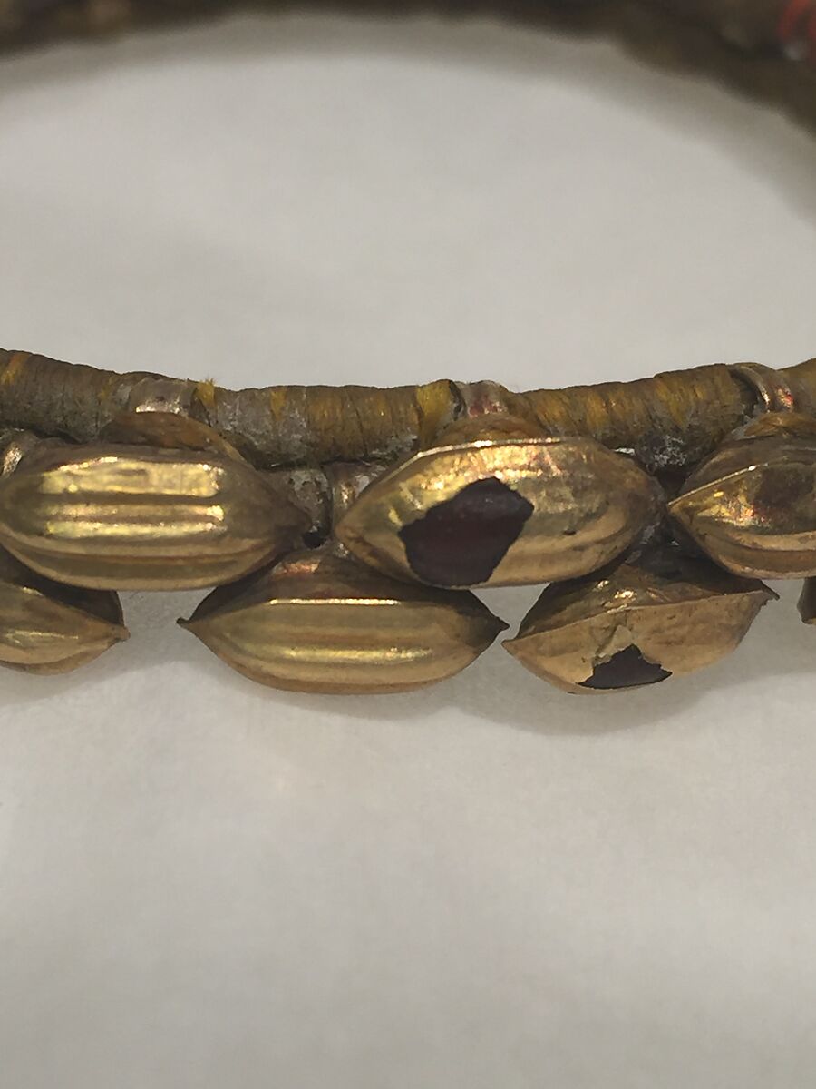 Bracelet with Seed Shaped Beads (Pahunchi), One of a Pair, Gold and silk