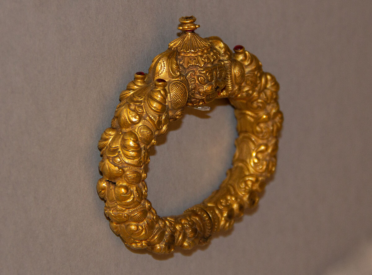 Bracelet (Kada), One of a Pair, Gold and Rubies
