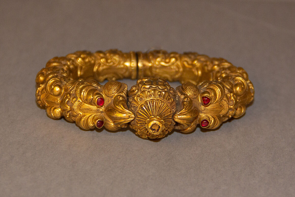 Bracelet (Kada), One of a Pair, Gold and Rubies