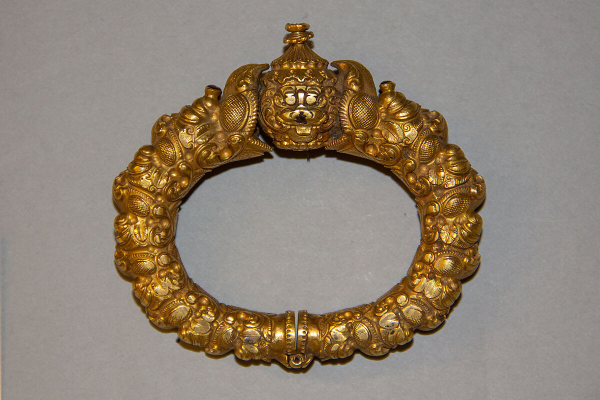 Bracelet (Kada), One of a Pair, Gold and Rubies 