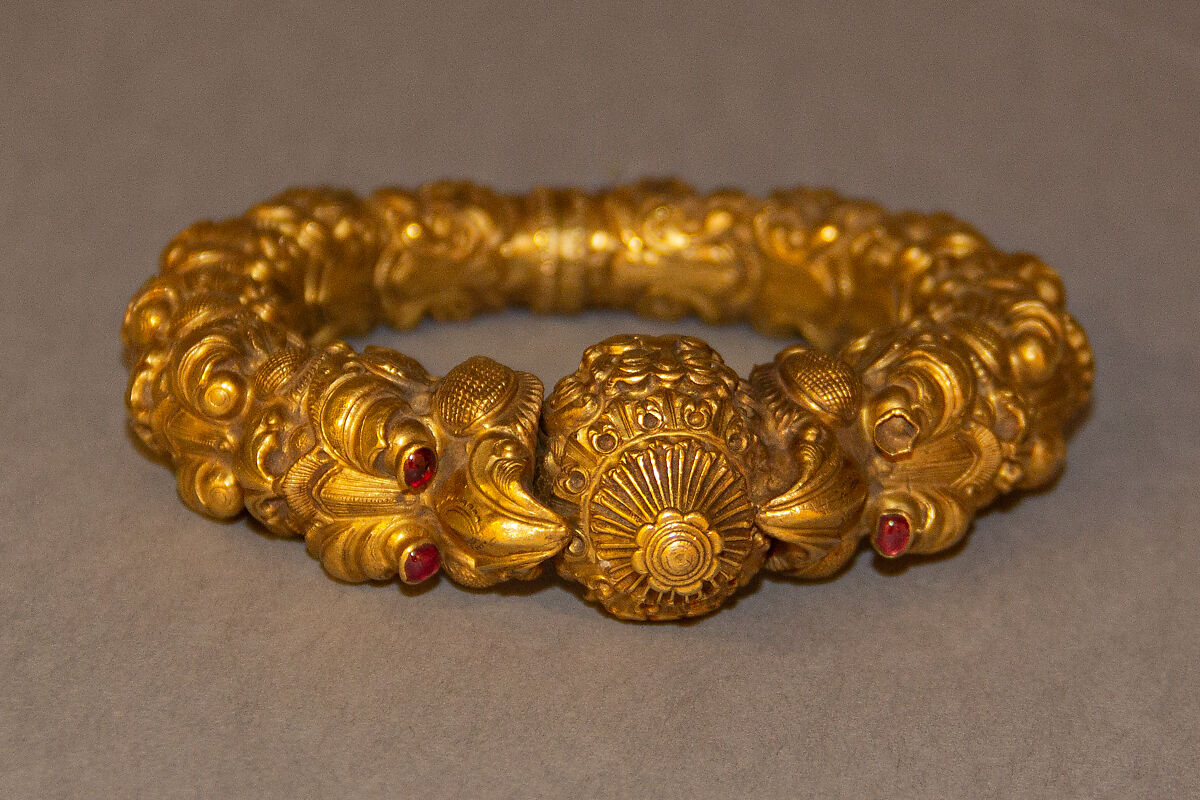 Bracelet (Kada), One of a Pair, Gold and rubies 