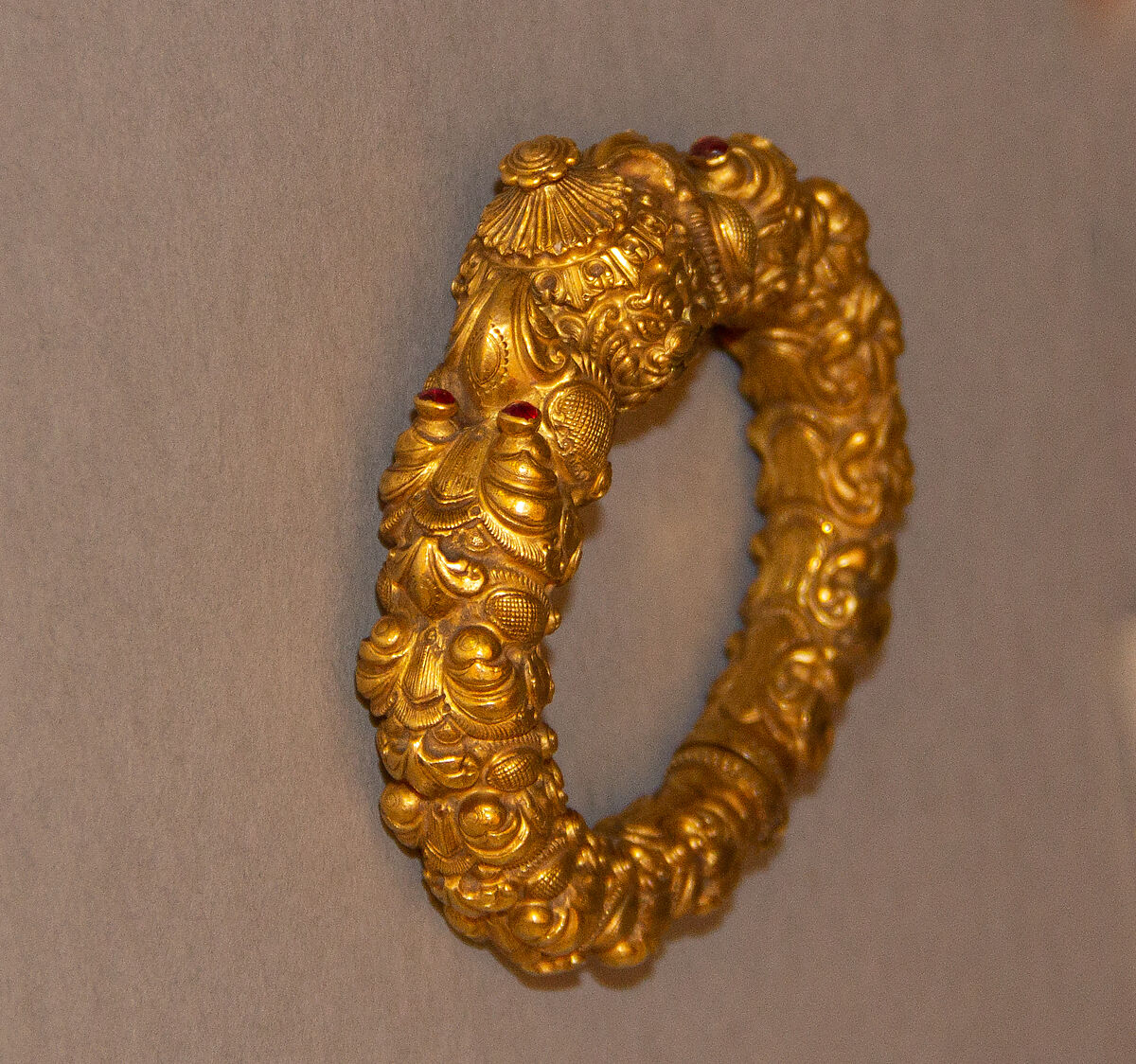 Bracelet (Kada), One of a Pair, Gold and rubies