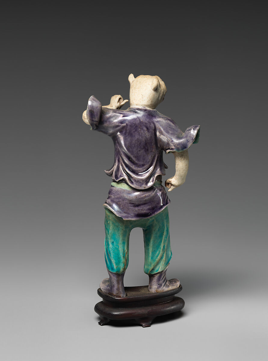 Zodiac figure of a tiger, Porcelain, in the biscuit and with turquoise and aubergine glazes, China
