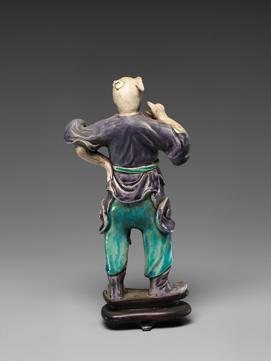 Zodiac figure: rabbit, Porcelain, in the biscuit and with turquoise and aubergine glazes (Jingdezhen ware), China