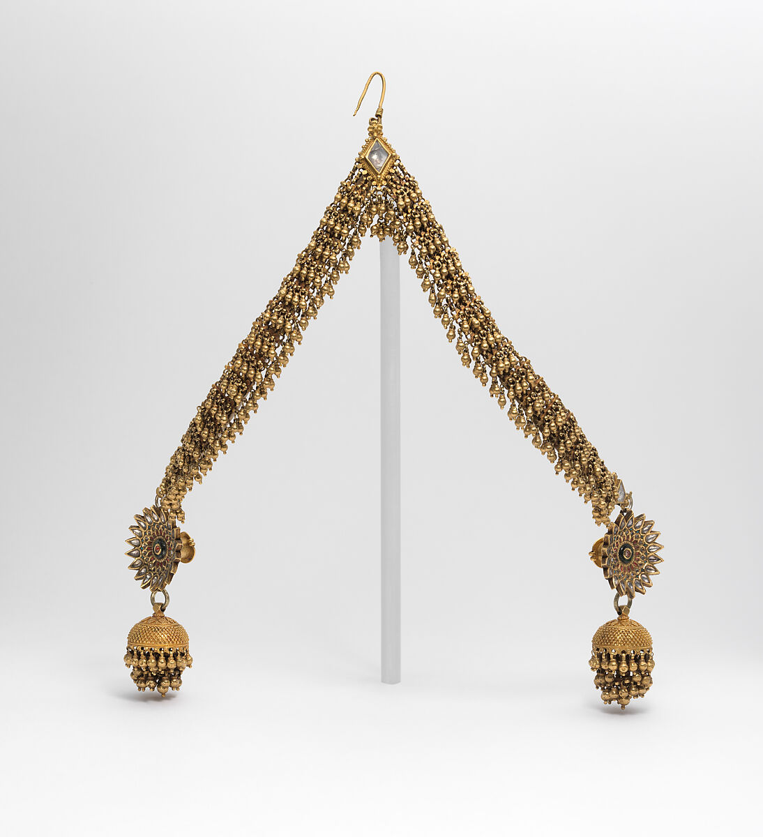 Head Ornament, Gold, glass, turquoise