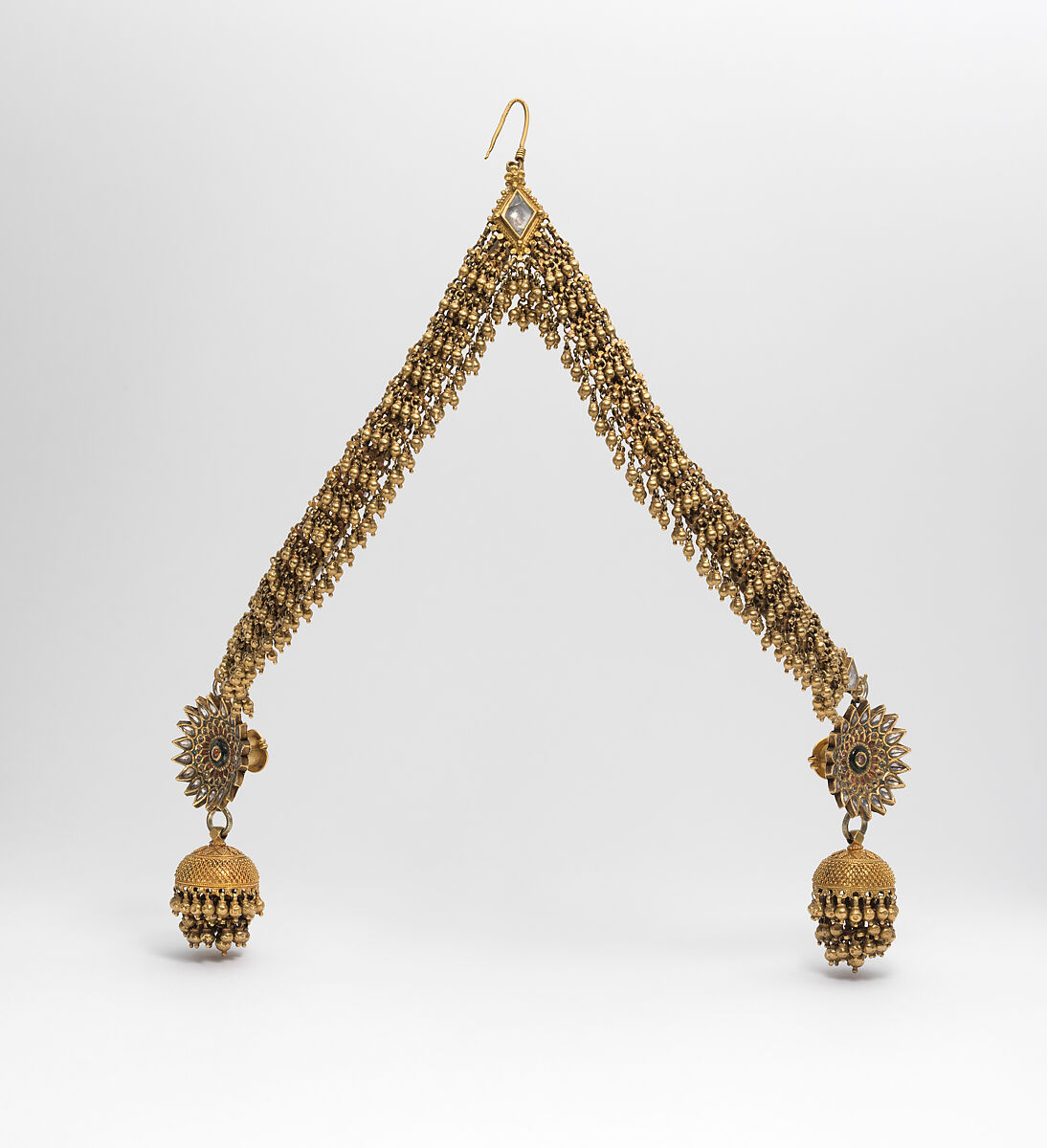 Head Ornament, Gold, glass, turquoise