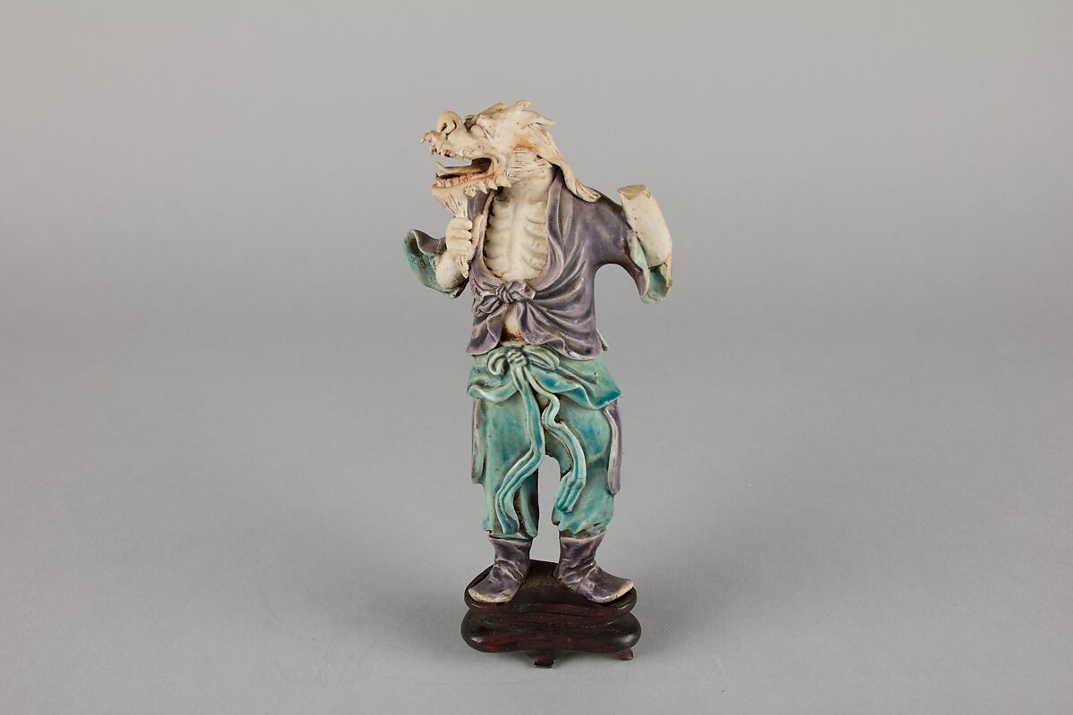 Zodiac Figure: Dragon, Porcelain, in the biscuit and with turquoise and aubergine glazes, China 