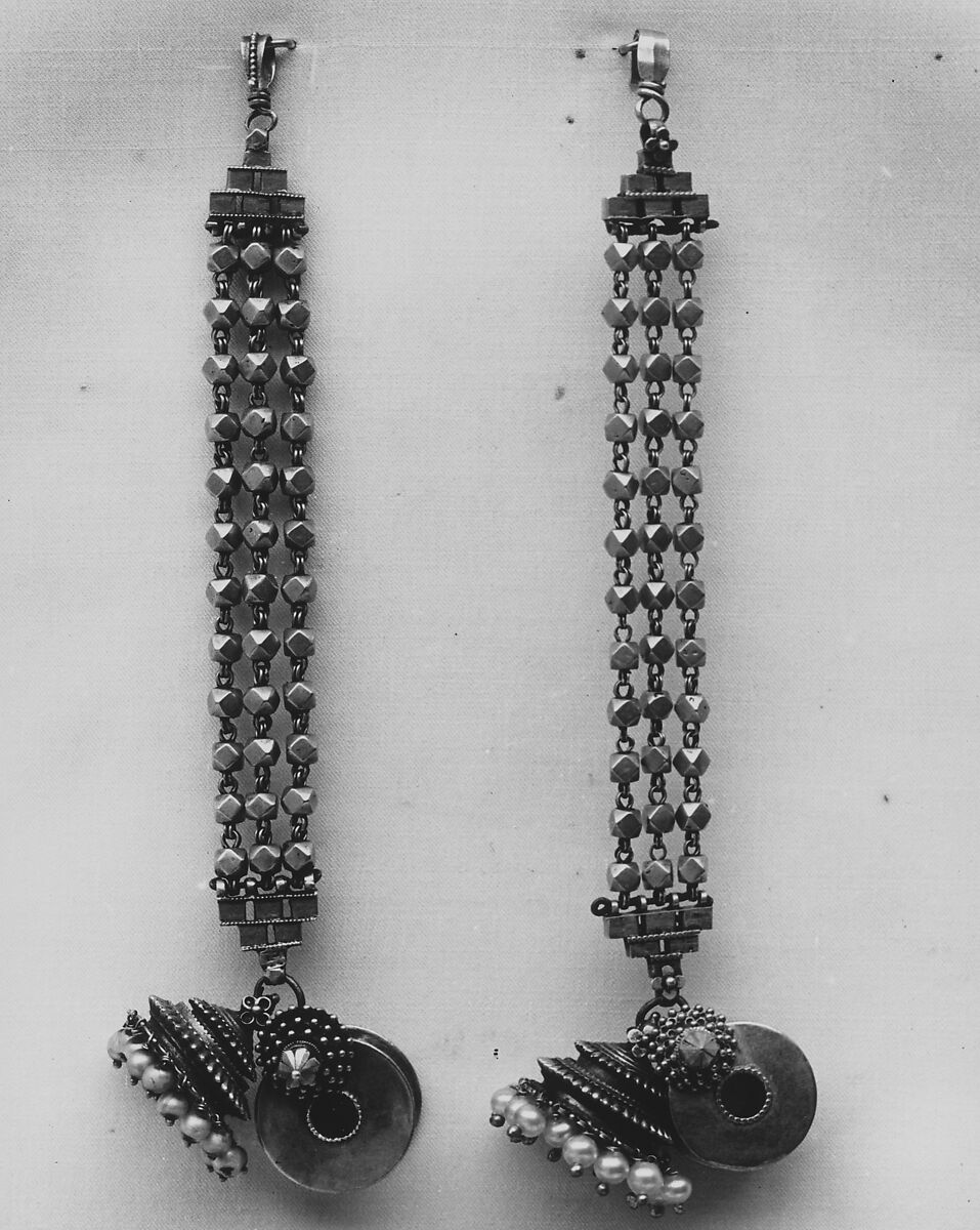 Hair / Ear Ornament, One of a Pair, Gold, silver