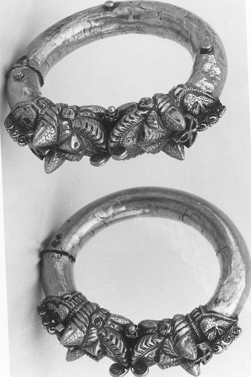 Bracelet (Kada), One of a Pair, Gold, rubies, emerald