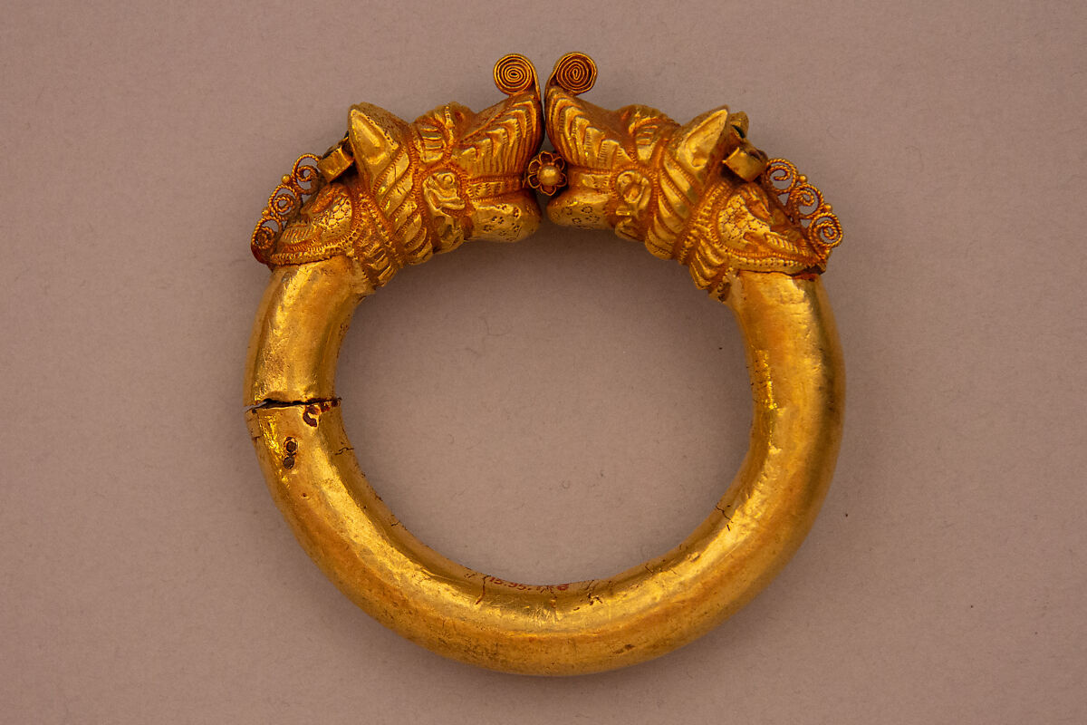 Bracelet (Kada), One of a Pair, Gold, rubies, emerald 