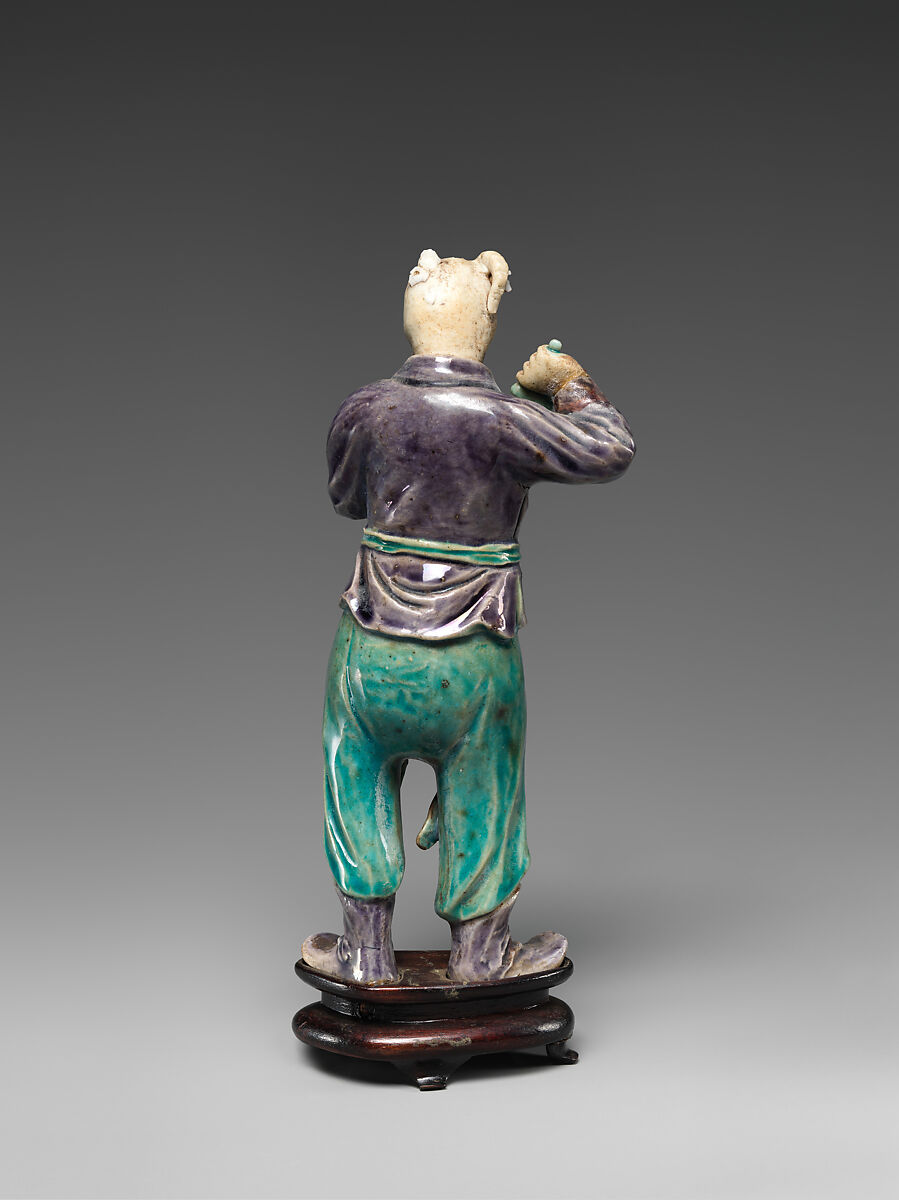 Zodiac figure: goat, Biscuit porcelain with turquoise and purple glazes, China