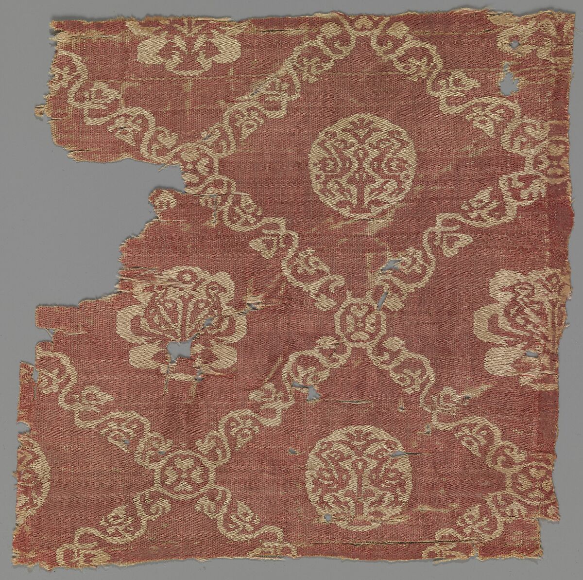 Textile Fragment with Vine Lattice and Birds