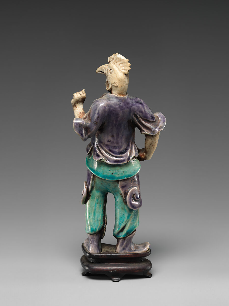 Zodiac Figure: Rooster, Porcelain, in the biscuit and with turquoise and aubergine glazes, China
