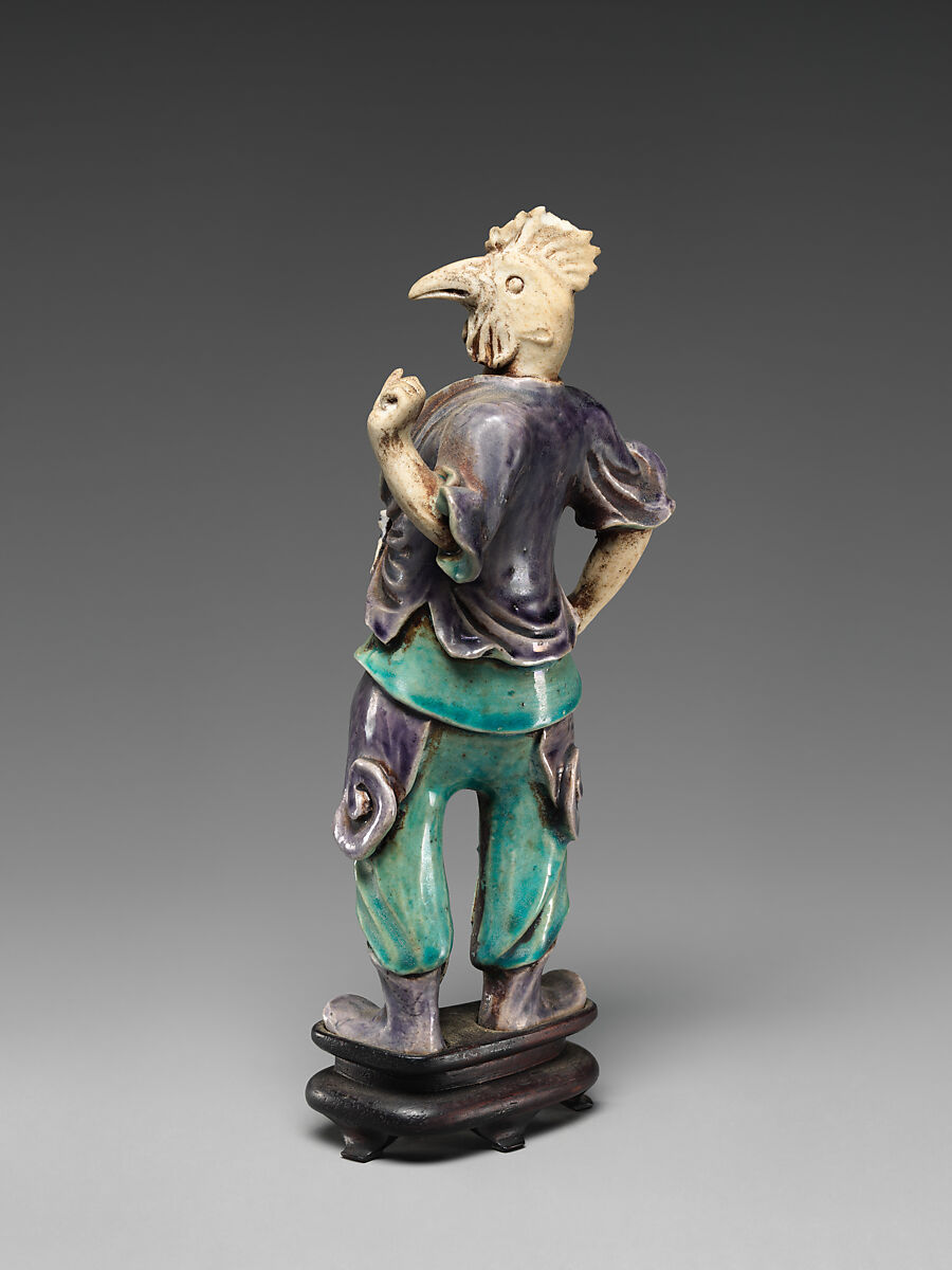 Zodiac Figure: Rooster, Porcelain, in the biscuit and with turquoise and aubergine glazes, China