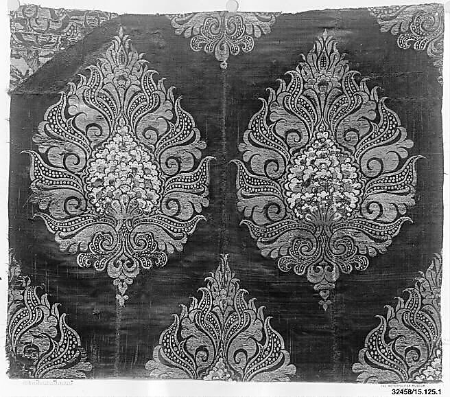 Textile Fragment, Silk and metal wrapped thread; brocaded