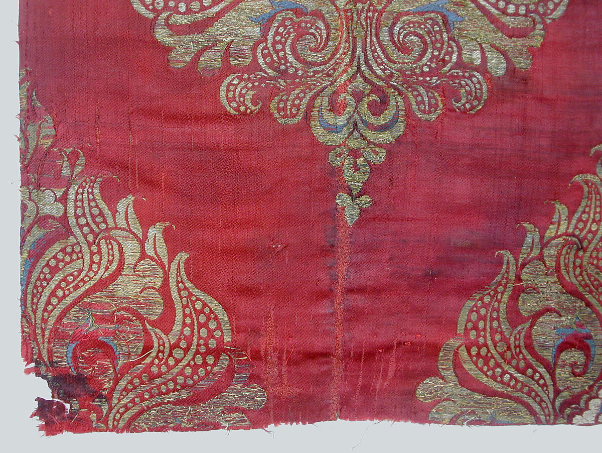 Textile Fragment, Silk and metal wrapped thread; brocaded