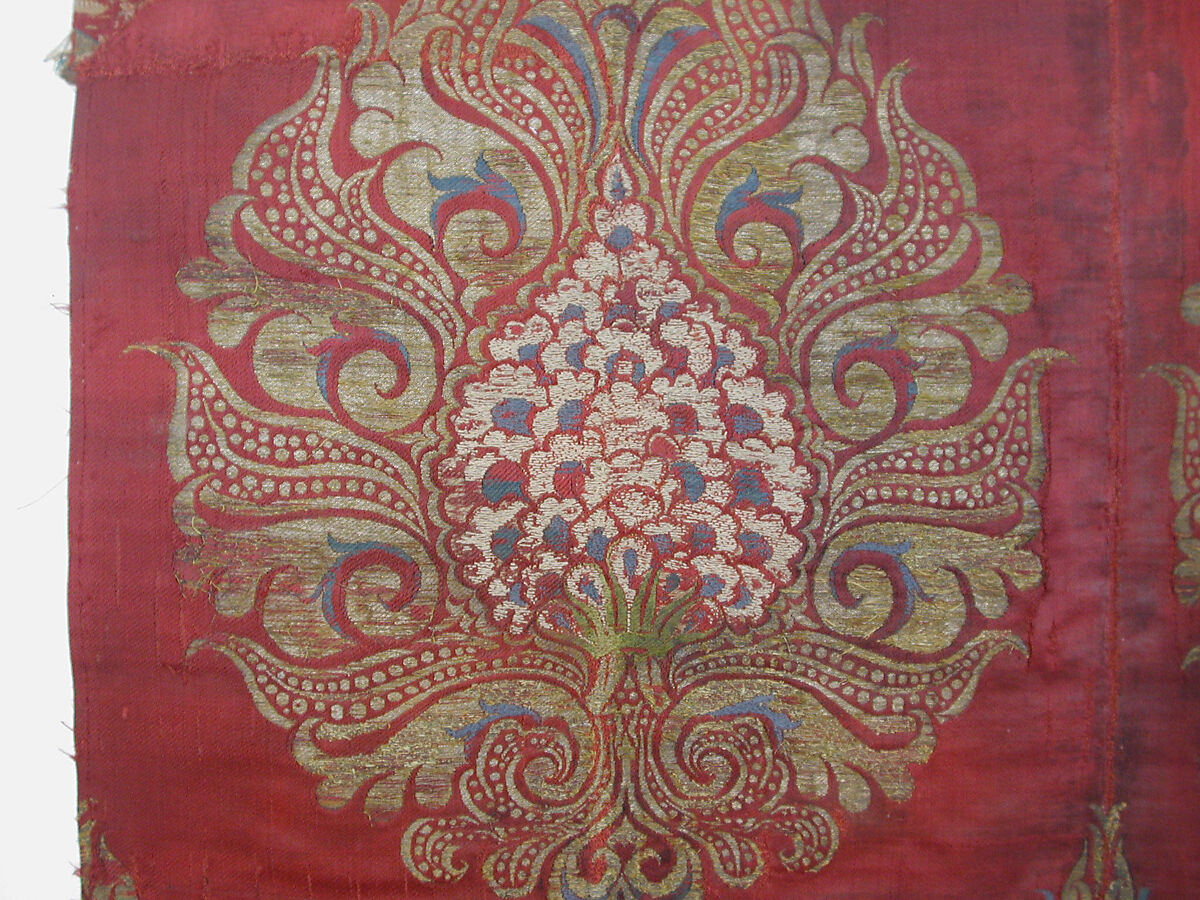 Textile Fragment, Silk and metal wrapped thread; brocaded