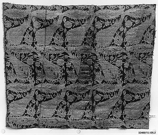 Textile Fragment, Silk, metal wrapped thread; lampas (kemha)