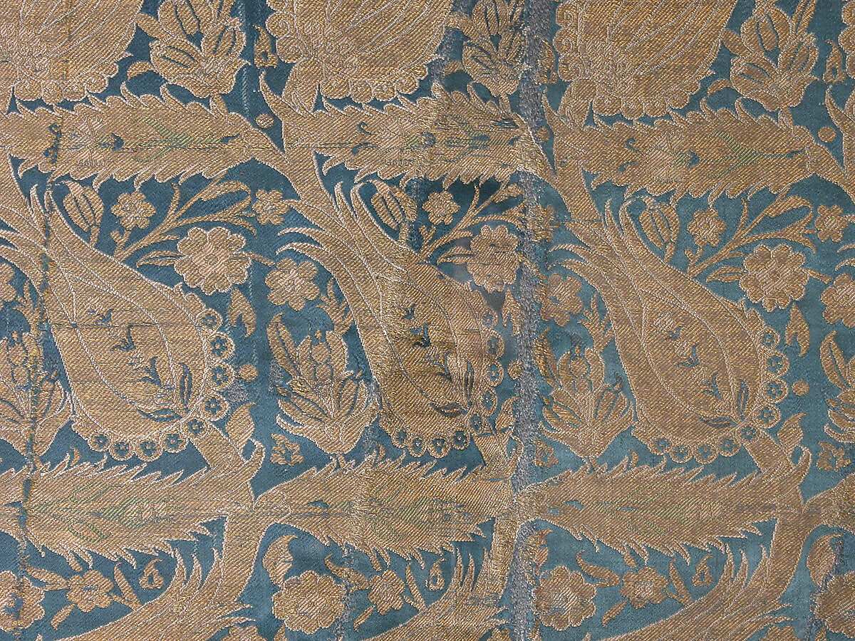 Textile Fragment, Silk, metal wrapped thread; lampas (kemha)