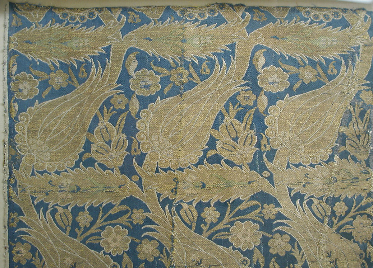 Textile Fragment, Silk, metal wrapped thread; lampas (kemha)