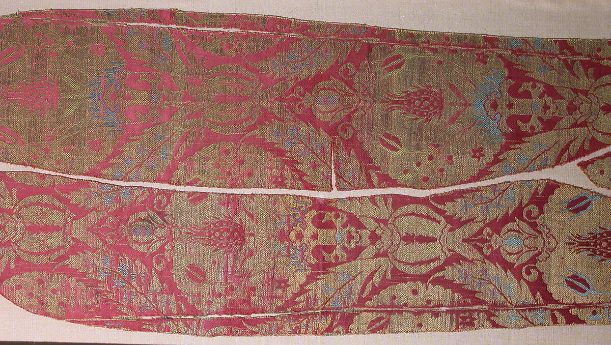 Textile Fragments, Silk, metal wrapped thread; lampas (kemha)