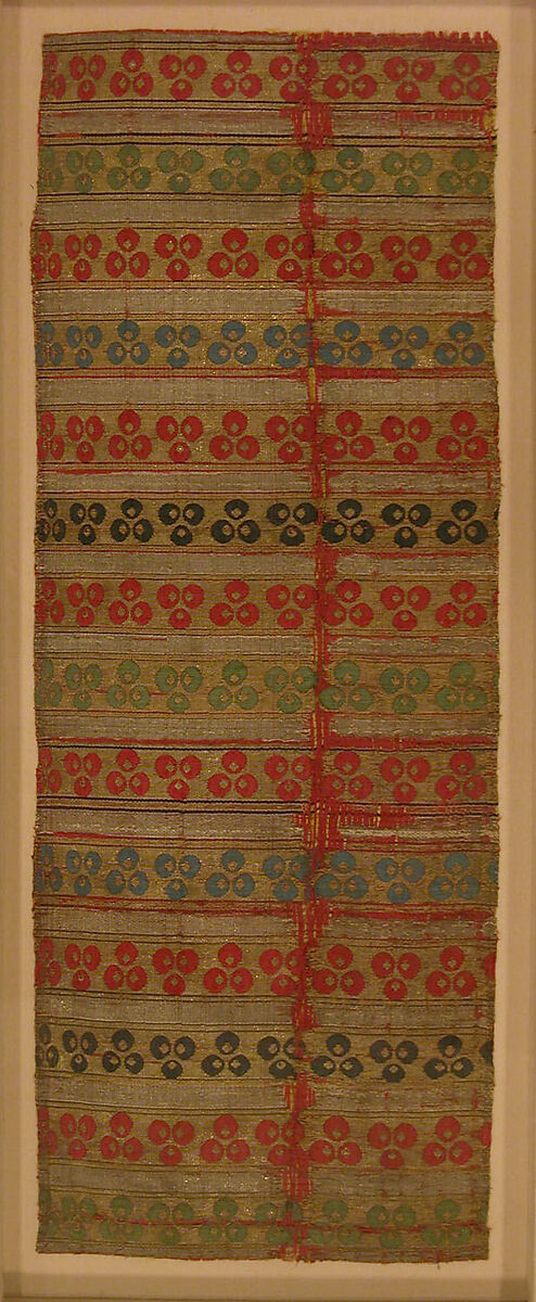 Textile Fragment, Silk, metal wrapped thread; taqueté (seraser)