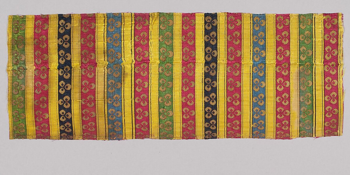 Textile Fragment, Silk, metal wrapped thread; taqueté (seraser)