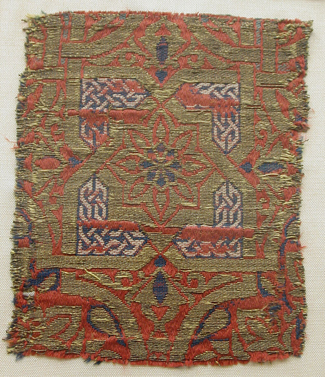 Textile Fragment, Silk, metal wrapped thread; lampas