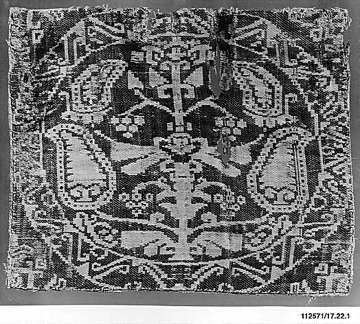 Roundel with Central Asian-style "Candelabra Tree", Silk; samite