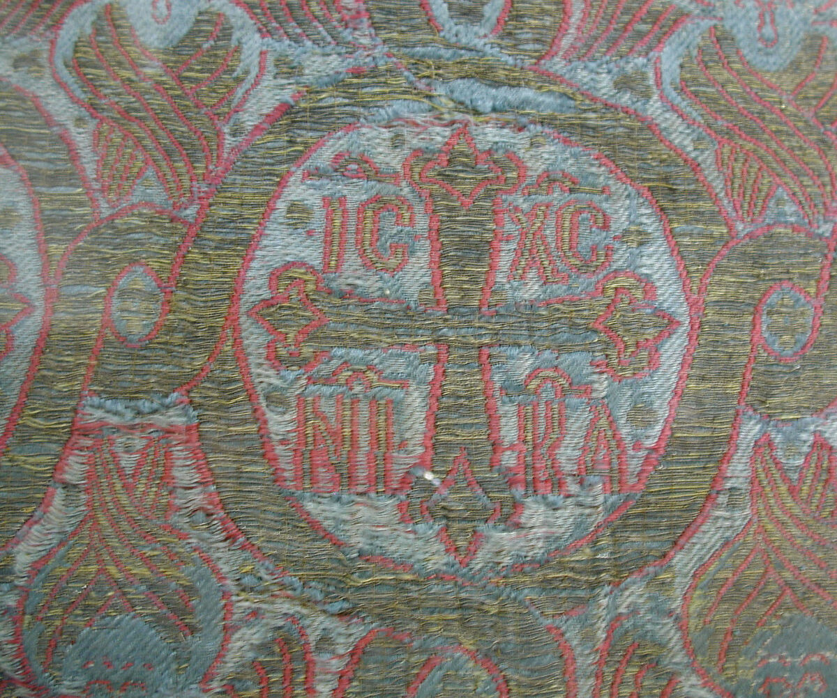 Silk Textile with Seraphim and Crosses, Lampas weave (ground in satin, pattern in twill)