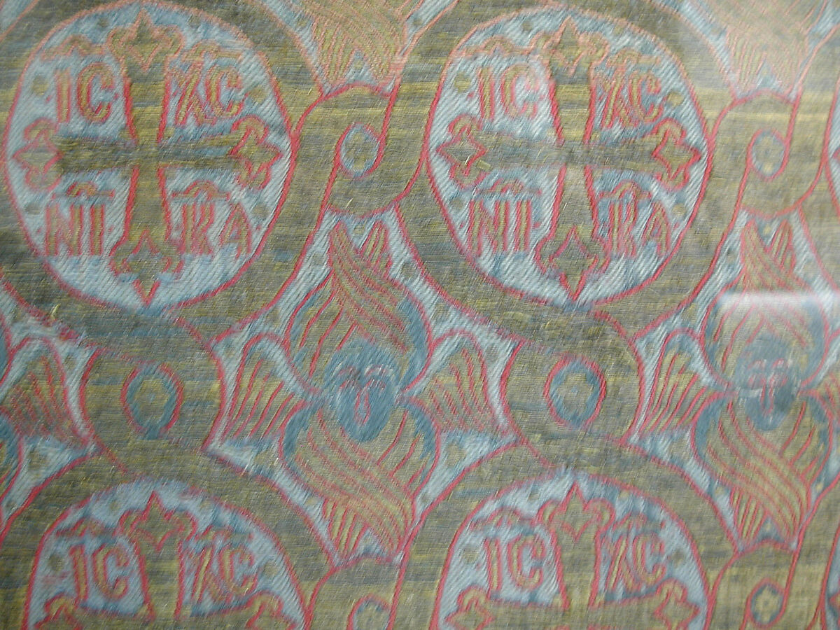 Silk Textile with Seraphim and Crosses, Lampas weave (ground in satin, pattern in twill)