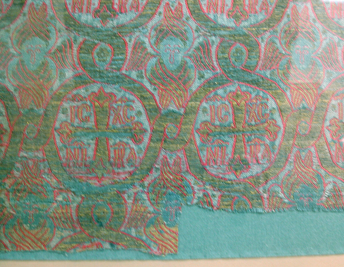 Silk Textile with Seraphim and Crosses, Lampas weave (ground in satin, pattern in twill)