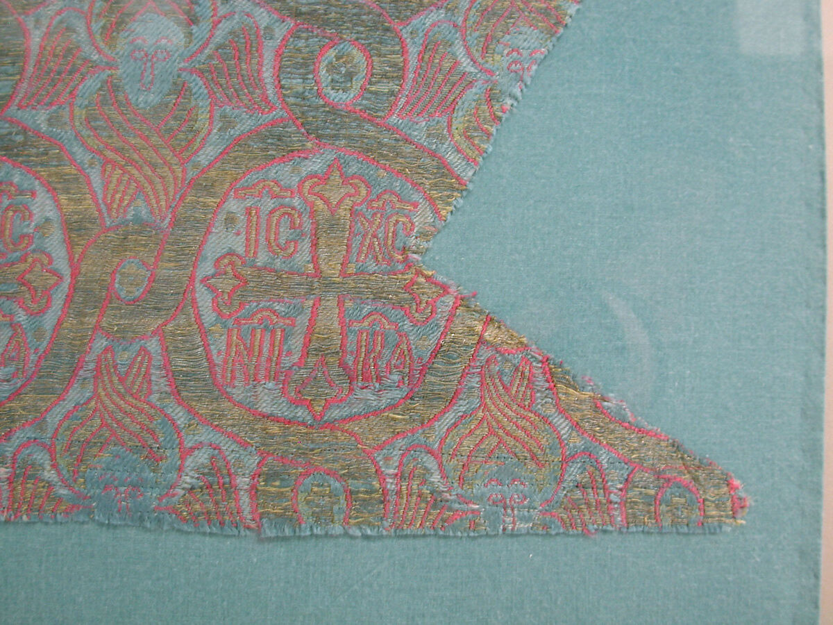 Silk Textile with Seraphim and Crosses, Lampas weave (ground in satin, pattern in twill)