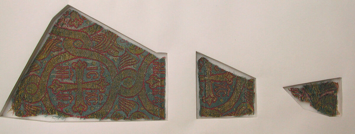 Silk Textile with Seraphim and Crosses, Lampas weave (ground in satin, pattern in twill)