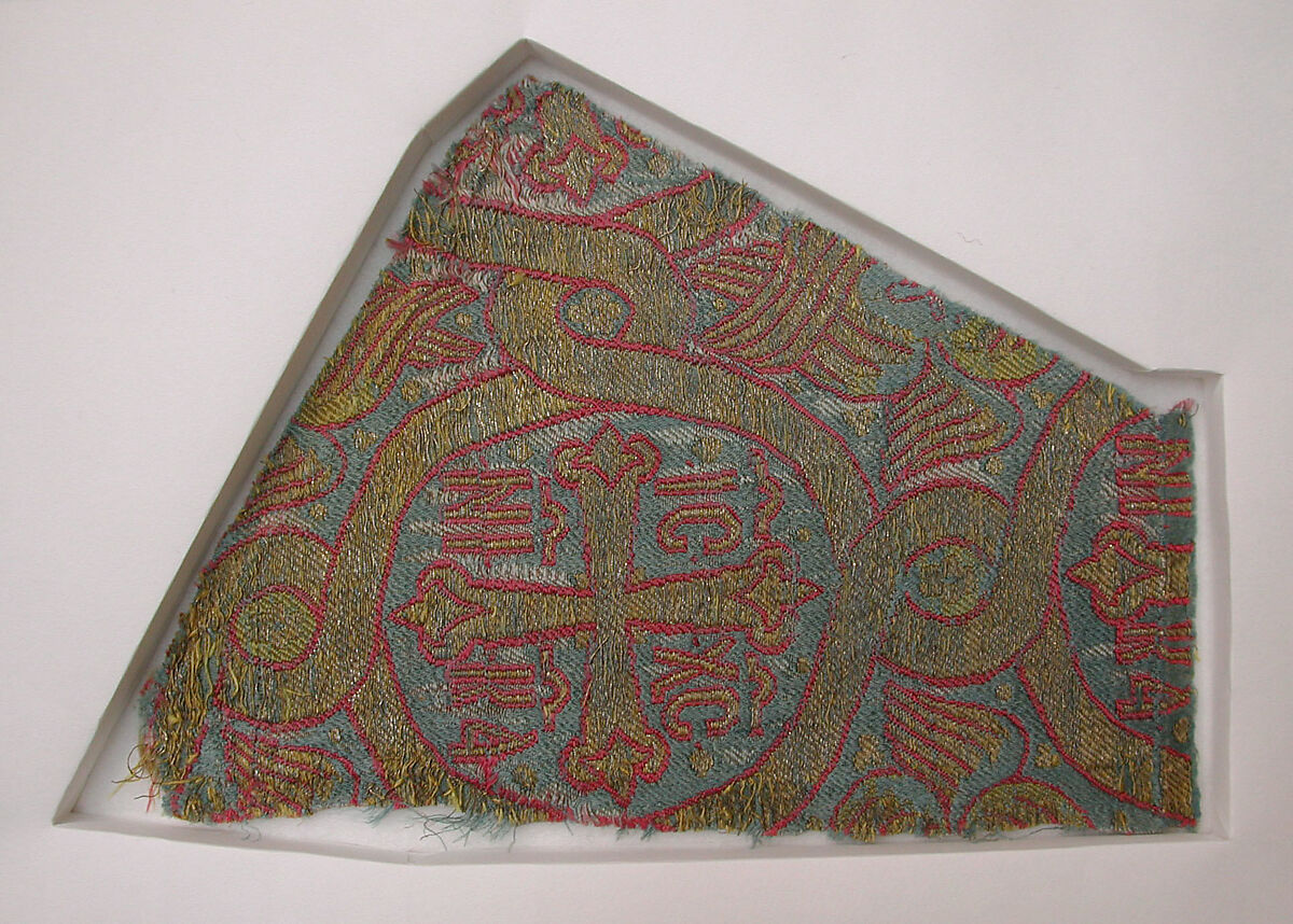 Silk Textile with Seraphim and Crosses, Lampas weave (ground in satin, pattern in twill)