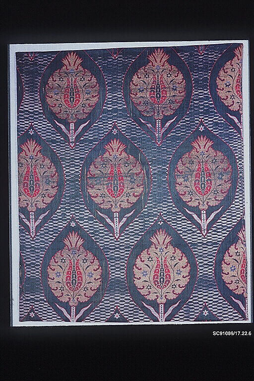 Textile Fragment, Silk, metal wrapped thread; lampas (kemha)