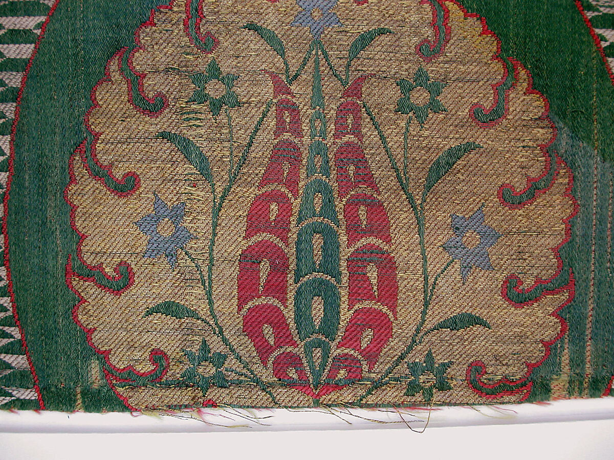Textile Fragment, Silk, metal wrapped thread; lampas (kemha)