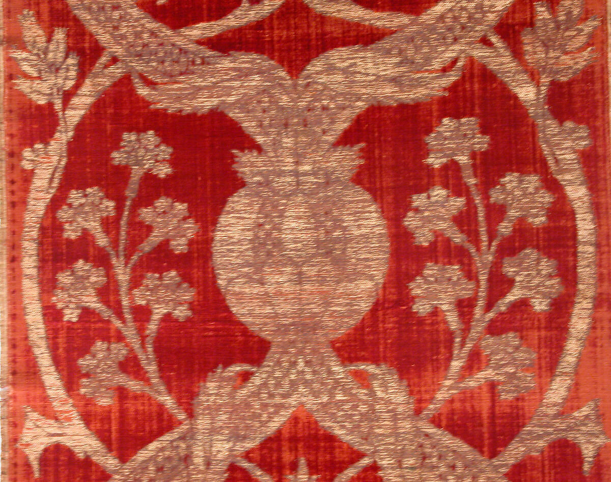 Panel, Silk, metal wrapped thread; cut and voided velvet, brocaded