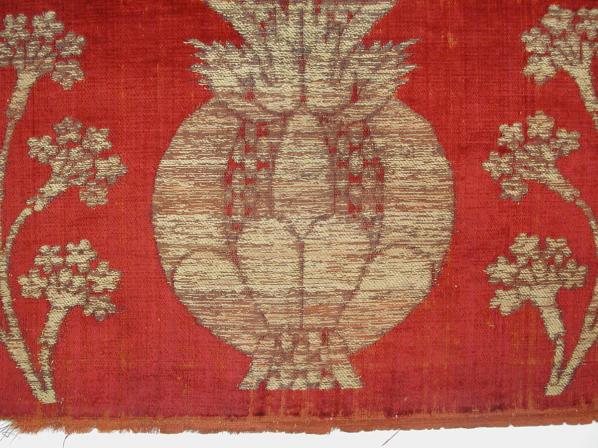 Panel, Silk, metal wrapped thread; cut and voided velvet, brocaded
