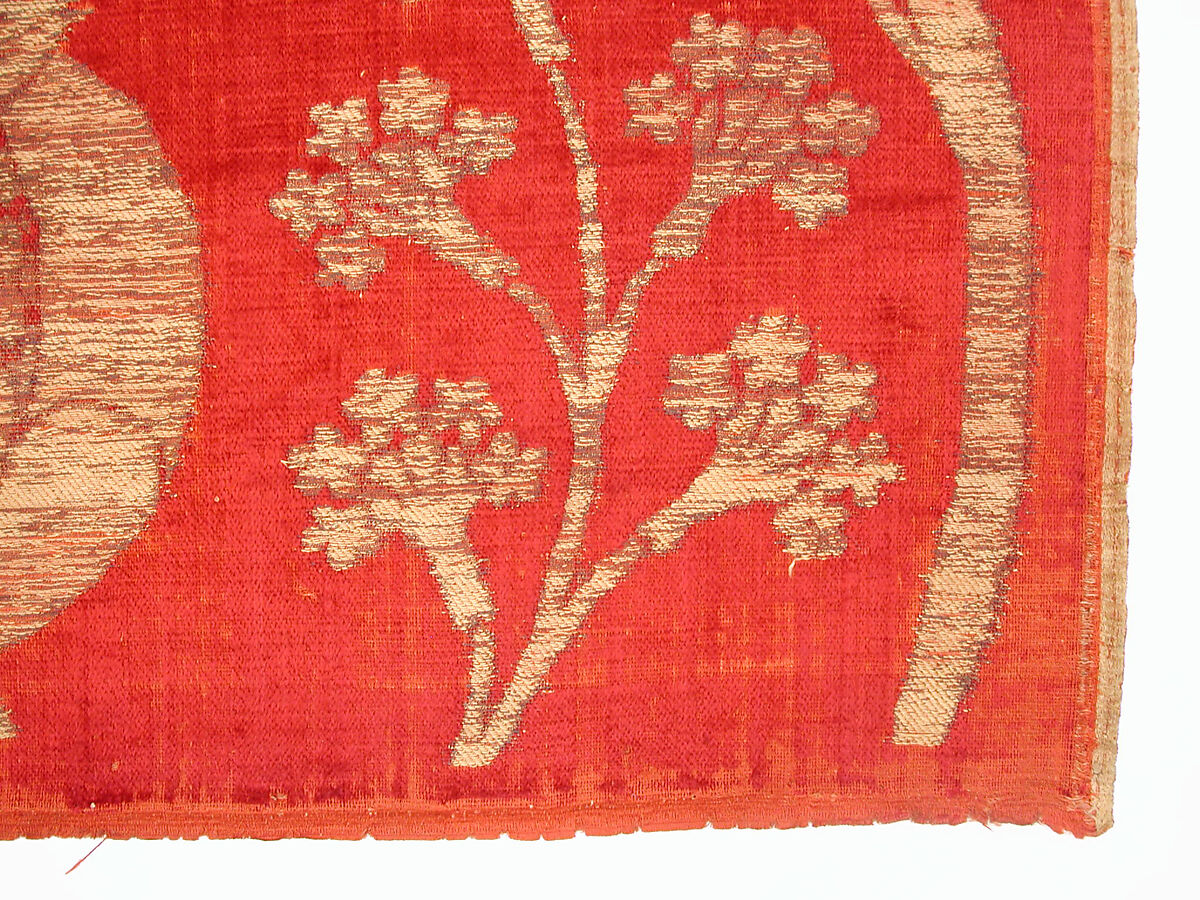 Panel, Silk, metal wrapped thread; cut and voided velvet, brocaded