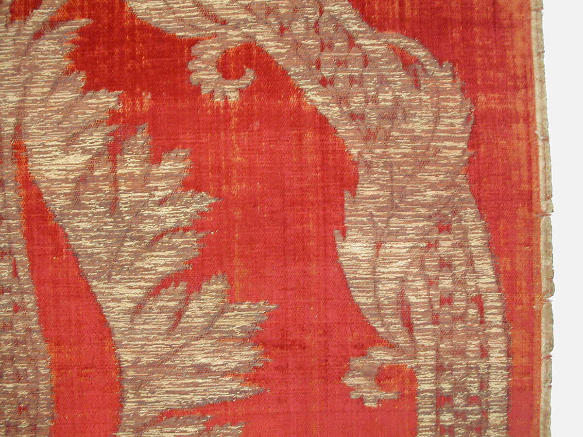 Panel, Silk, metal wrapped thread; cut and voided velvet, brocaded
