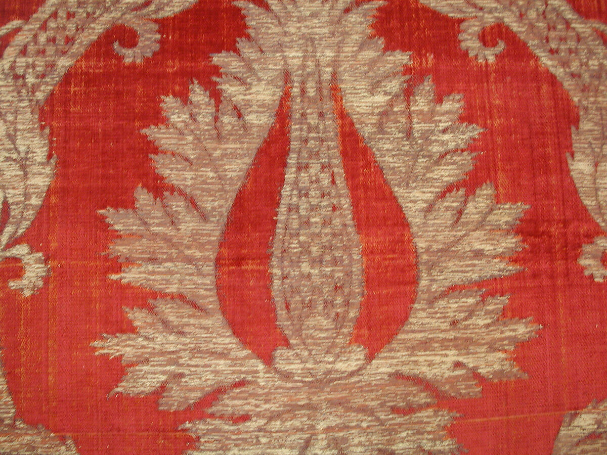 Panel, Silk, metal wrapped thread; cut and voided velvet, brocaded