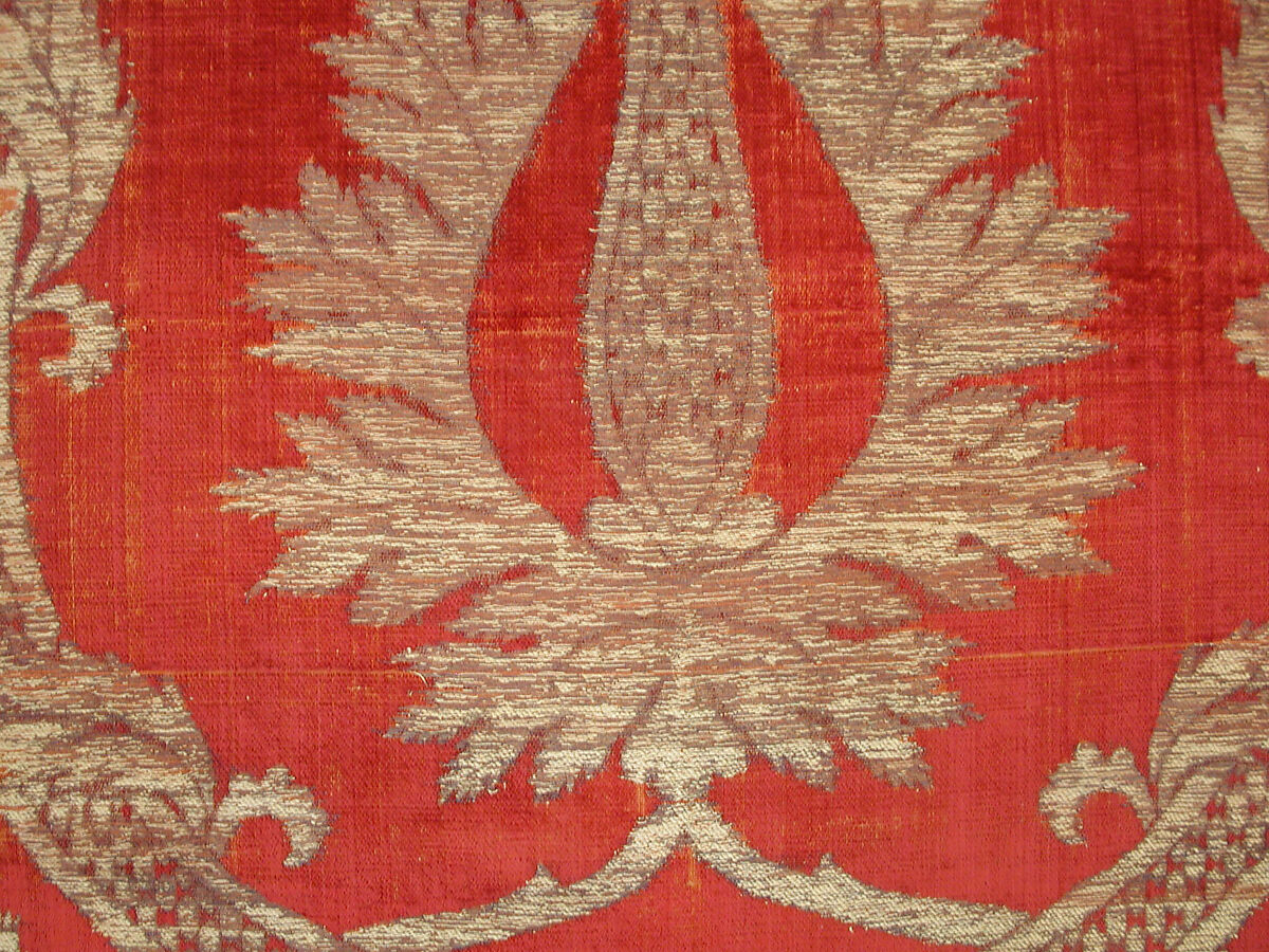 Panel, Silk, metal wrapped thread; cut and voided velvet, brocaded