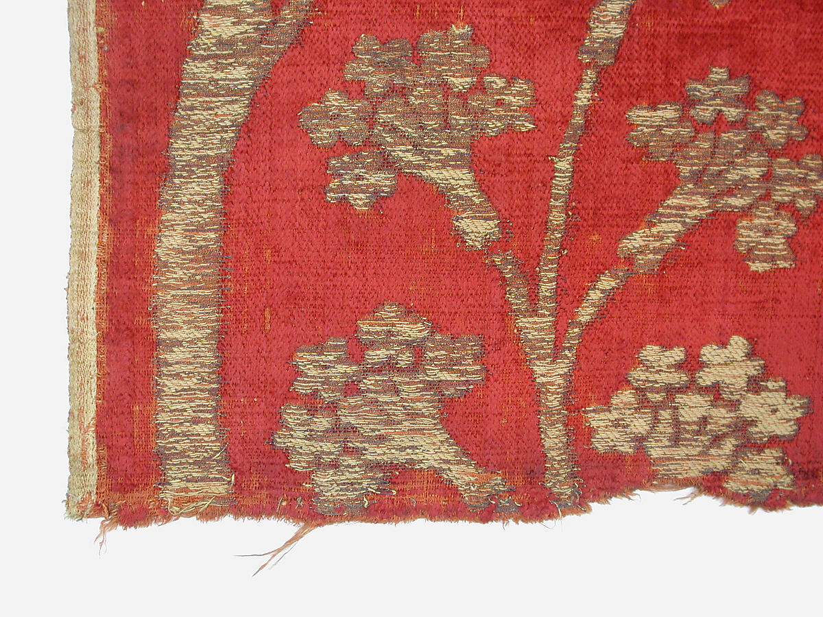 Panel, Silk, metal wrapped thread; cut and voided velvet, brocaded
