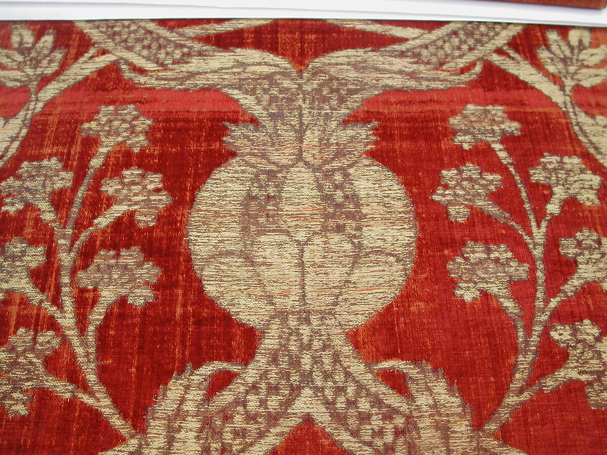 Panel, Silk, metal wrapped thread; cut and voided velvet, brocaded