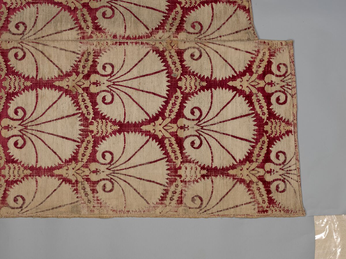 Textile Fragment, Silk, cotton; velvet, brocaded